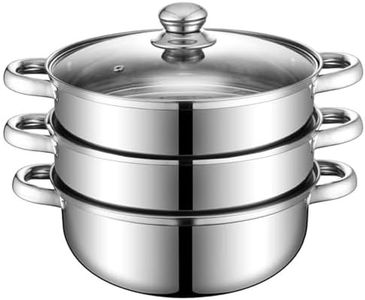 Steamer Pot for Cooking 11 inch Steamer Pot, 3-tier Multipurpose 18/8 Stainless Steel Steam Pot Cookware with Lid for Vegetable, Dumpling, Stock, Sauce, Food
