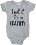 I Get It from My Grammy Creeper Funny Family Baby Jumpsuit Funny Baby Onesies Funny Grandma Onesie Novelty Onesie Light Grey 6 Months