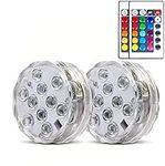 2 Pack Submersible LED Lights Waterproof Pool Lights Underwater with 16 Colors, Remote Control Lights for Aquarium,Vase, Bath,Hot Tub, Halloween, Christmas,Swimming Pool and Party Decoration