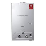 TABODD 32KW 16L LPG Propane Gas Water Heater, 4.3 GPM Portable Tankless Instant Hot Water Heater Boiler Burner with Shower Head Kit for Small Homes RV's Sailboats Cabins Camping, Silver