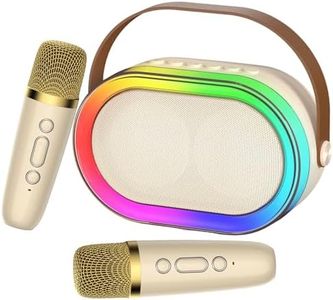 HWWR Kids Karaoke Machine, Mini Karaoke Machine with 2 Wireless Microphones & LED Lights for Home Parties, Music Toys for Girls Boys 4-12+ Years Old Christmas Birthday Gifts