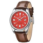 BENYAR AKNIGHT Mens Watch, Stylish Business Casual Stainless Steel Quartz Analog Wrist Watches for Men Women, Luminous Waterproof Date Gift, Red, red 2113, watch