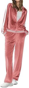 Ekouaer Women's Velvet Velor Tracksuits 2 Piece Lounge Outfits Zip Up Sweatshirt and Sweatpants with Pockets S-3XL