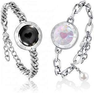TOTWOO Soulmate Long Distance Touch Bracelet for Couples, Vibration & Light up for Love Couples Bracelets | Long Distance Unique Relationship Gifts for Girlfriend Bluetooth Pairing Jewelry