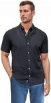 ETHANOL Men Classic Slim Fit Woven Short Sleeve Wrinkle Resistant Print Shirt MSTL46568 DF Navy 3XL