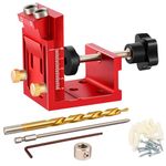 Pocket Hole Jig Kit,Metal Drilling Locator,Woodwork Guides Joint Angle Tool,Pocket Dowel Hole Jig with Depth Setting Collar and 2 Carbon Steel Drill Bit