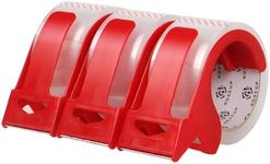 ROSEUP 3 Rolls Clear Packing Tape with 3 Free Dispenser, Heavy Duty Packaging Tape Designed for Moving Boxes, Shipping, Office, 2Mil 2 Inch x 60 Yard