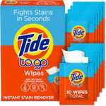 Tide To Go Wipes - Instant Stain Remover for Clothes - Travel & Pocket Size Laundry Solution - Convenient Pack for On-the-Go Spills and Marks - Effective Fabric Cleaner, 10 count