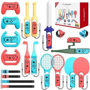 CXY CHYUHSIN Switch Sports Accessories 18 in 1 Nintendo Switch Sports Accessories Bundle for Switch Sports Family Accessories Kit for Switch/Switch OLED with Tennis Rackets/Golf Club and etc