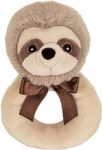 Bearington Collection Baby Lil’ Speedster, 5.5 Inch Sloth Plush Stuffed Animal Soft Ring Rattle, Sloth Baby Stuff