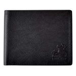 BULL GUARD Mens RFID Leather Wallet Bifold with Flip Up ID in Black Saffiano Leather