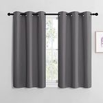 NICETOWN Grey Blackout Curtains for Half Window - Kitchen Curtain 2 Panels, Basement Curtains Grommet Top Thermal Insulated Curtains Valance, 42 x 40 Inch