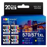 GPC Image 20-Pack Ink Cartridges Replacement for Canon PGI-570XL CLI-571XL Compatible with PIXMA MG5700 MG5750 MG5751 MG6850 MG6851 TS5050 TS5051 TS6050 MG6800 MG6850(PGBK Black Cyan Magenta Yellow)