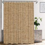 Shrahala Imitation Yellow Linen Texture Jute Pattern Decorative Shower Curtain, Jute Woven Texture Bathroom Decor Polyester Fiber Waterproof with Plastic Rings for Shower Stall Bathtubs 72 x 72 in