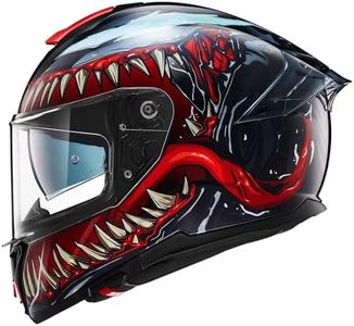 ILM Full Face Dual Visor Adult Motorcycle Helmet with Rear Wing, Pinlock Compatible Men Women Motorbike Street Bike Helmet DOT Approved Model-861A (TheNight, L)