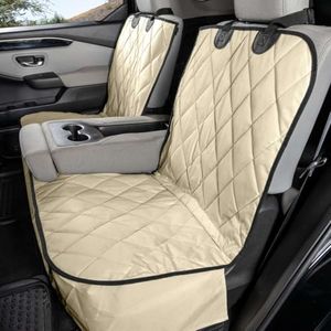 4Knines Dog Seat Cover Without Hammock for Fold Down Rear Bench Seat 60/40 Split and Middle Seat Belt Capable - Tan Extra Large - for Full Size Trucks and Large SUVs