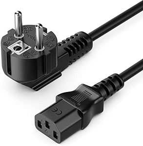 deleyCON 2m Cable de Alimentación a Prueba de Choques Enchufe Tipo F (CEE 7/4) 90° en Ángulo en Toma de Entrada C13 Enchufe Ordenador Personal Ordenador Monitor Impresora Beamer - Negro