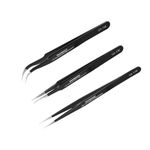 TOWOT 3PCS Precision Tweezers Set,Electronics Tweezers for Jewelry Making,Soldering,Upgraded Anti-Static Stainless Steel of Industrial Tweezers