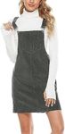 Tanming Women's Corduroy A Line Cute Jumper Pinafore Bib Overall Mini Dress Skirt (Grey-XX-Large)