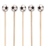 BambooMN Brand - Sports Ball End Bamboo Picks - 4.7" (12cm) - Soccer, 100 pcs