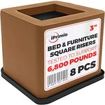 8 Pack Brown Bed. Desk, Couch, Chair Riser/Lift (Pat. Pending) Strongest Won't Crack, Rubber Bottom Won't Scratch Floors, Stand Assist, Verified Lab Test Supports +6,800 Pounds (8, Brown)