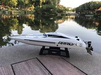 Professional Racing 25.2" Large Remote Control Speed Boat Hobby Electric Watercraft Brushless Motor 50km/H + Boys Teen Adults (25.2" Speedboat)