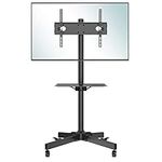 BONTEC Mobile TV Stand on Wheels for 23-60 inch Plasma/LCD/LED TVs, Portable TV Stand with Tray, Height adjustable Home Display Rolling TV Cart Trolly, Max. VESA 400x400mm