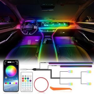 OMECEO LED Interior Lighting Car USB Ambient Lighting Car Foot Space Rainbow Car 16 Million Dynamic Chase Music Sync Neon LED Strip Light Kit with APP Control and Remote Control