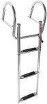 Amarine Made Stainless Steel in-Board 3 Steps Telescoping Ladder Folding Dock Ladder with Widen Curve Up Steps for Marine Boat Yacht Swimming Pool 550lbs Capacity