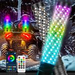 DREAMIZER 2PCS 1FT Fat Spiral Led Whip Lights with APP&Remote Control RGB Chasing Dancing Lighted Antenna Whips Compatible with Can-Am X3 UTV ATV RZR SXS Dune Buggy Offroad Truck