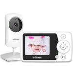 VTimes Baby Monitor with Camera and Audio, Video Baby Monitor No WiFi Night Vision 2.4" Screen Portable Baby Camera VOX Mode Pan-Tilt-Zoom Alarm and 1000ft Range, Ideal for Gifts (NO Charging Plug)