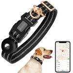 AUROTH Adjustable Air Tag Dog Collar, Nylon Animal Collar for Medium Large Dogs, 360-degree Swivel D Ring, Reflective Threads, Skin Cover Feature, Lightweight, Soft, Set-Black