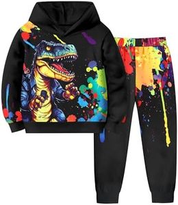 BAVADER Boys Clothes Size 7-8 Boys Size 8 Clothes Long Sleeve Dinosaur Hoodie Tie-Dye Sweatpants Boy Size 7 Clothes T-Rex Boy Outfits Fall Winter Spring