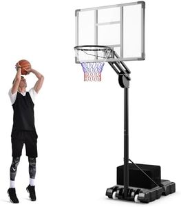 Goplus Basketball Hoop Outdoor, 4.9-10FT Height Adjustable Portable Basketball Stand System w/Shatterproof Backboard, 2 Wheels, Fillable Base, Free Weight Bag, Basketball Goal for Teens Youth Adults