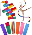 RosewineC 6pcs Rhythmic Dance Ribbons,78.7 Inch Gymnastics Ribbon Dancer Wand Dancing Ribbon Streamers for Kids,Fits Artistic Dancing Gymnastics,Circus Carnival Shows,Baton Stick Twirling