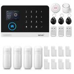 PGST Alarm System, 2.4G WIFI+GSM Wireless Smart Burglar Security Alarm System DIY Kit, 21-Piece kit: Alarm Hub with 120DB, Door/Window Sensors, PIR, Remotes, Work with Alexa and Google Home