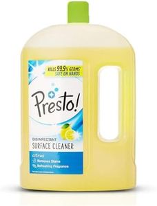 Amazon Brand - Presto! Disinfectant Surface & Floor Cleaner Liquid | Citrus | 2 Litre | 1 Can | Kills 99.9% Germs | Removes Stains | Safe on Hands