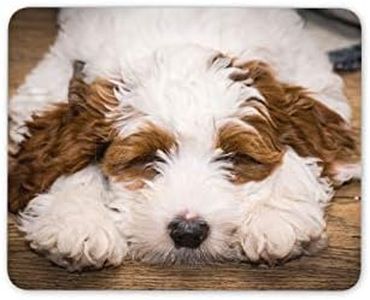 Sleepy Fluffy Puppy Mouse Mat Pad - Dog Cute Pet Kids Computer #15519