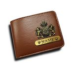 GIFTING GALLERY Custom Brown Leather Wallet for Men with Personalized Name Plate & Mr. Charm – Gift for Husband, Boyfriend, or Special Occasion