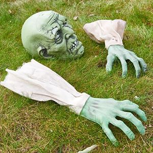 PREXTEX Halloween Zombie Face & Arms Lawn Stakes Groundbreaker Decoration - The Best Outdoor Graveyard Decoration for Halloween