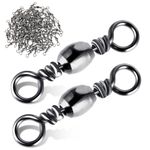 TIESOME 100Pcs Fishing Barrel Swivels, High Strength Carbon Steel Fishing Connector Swivels Freshwater Swivels Steel Hook Line Connector Rolling Fishing Swivels for Freshwater Fishing Accessories(7#)