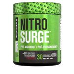 NITROSURGE Pre Workout Supplement - Endless Energy, Instant Strength Gains, Clear Focus, Intense Pumps - Nitric Oxide Booster & Preworkout Powder with Beta Alanine - 30 Servings, Black Cherry