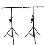 2 x Ibiza Heavy Duty Winch Lighting Stand Wind Up T-Bar