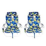 2 Tommy Bahama Backpack Beach Chairs Blue/Pineapple