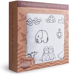 DreamShip Baby Blanket | 4-Layer Breathable Muslin | Hypoallergenic 100% Bamboo Rayon | Baby Receiving Blankets | Perfect Shower Gift | Pre-Washed | for Newborns & Toddlers | 47x47 inch
