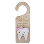 Tooth Fairy Door Hanger, Wooden Tooth Fairy Money Holder Box for Lost Tooth Kids Gifts - Pink