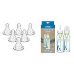 Dr. Brown's Natural Flow Options+ Baby Bottle Bundle | Level 3 Silicone Nipple (6m+) + Anti-Colic Glass Bottles (8 oz, 2-Pack)