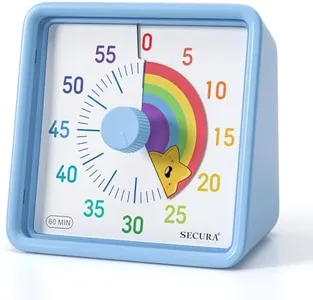 Secura 60-Minute Visual Timer for Kids, Time Clocks, Countdown Timer for Office Kitchen, Classroom Timer for Kids, Silent Time Management Tool (Blue & Star)