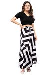 Tennecy Women Western Looks Long Wrap Around Skirt Free Size(Black-White).