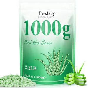 Bestidy Hard Wax Beads for Hair Removal - 1000g Waxing Beans for All Body and Bikini Areas (Green)